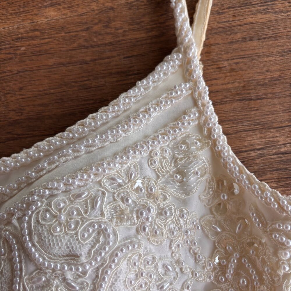 Vintage Oleg Cassini Wedding Gown (10) + train, tiara - Picture 13 of 16
